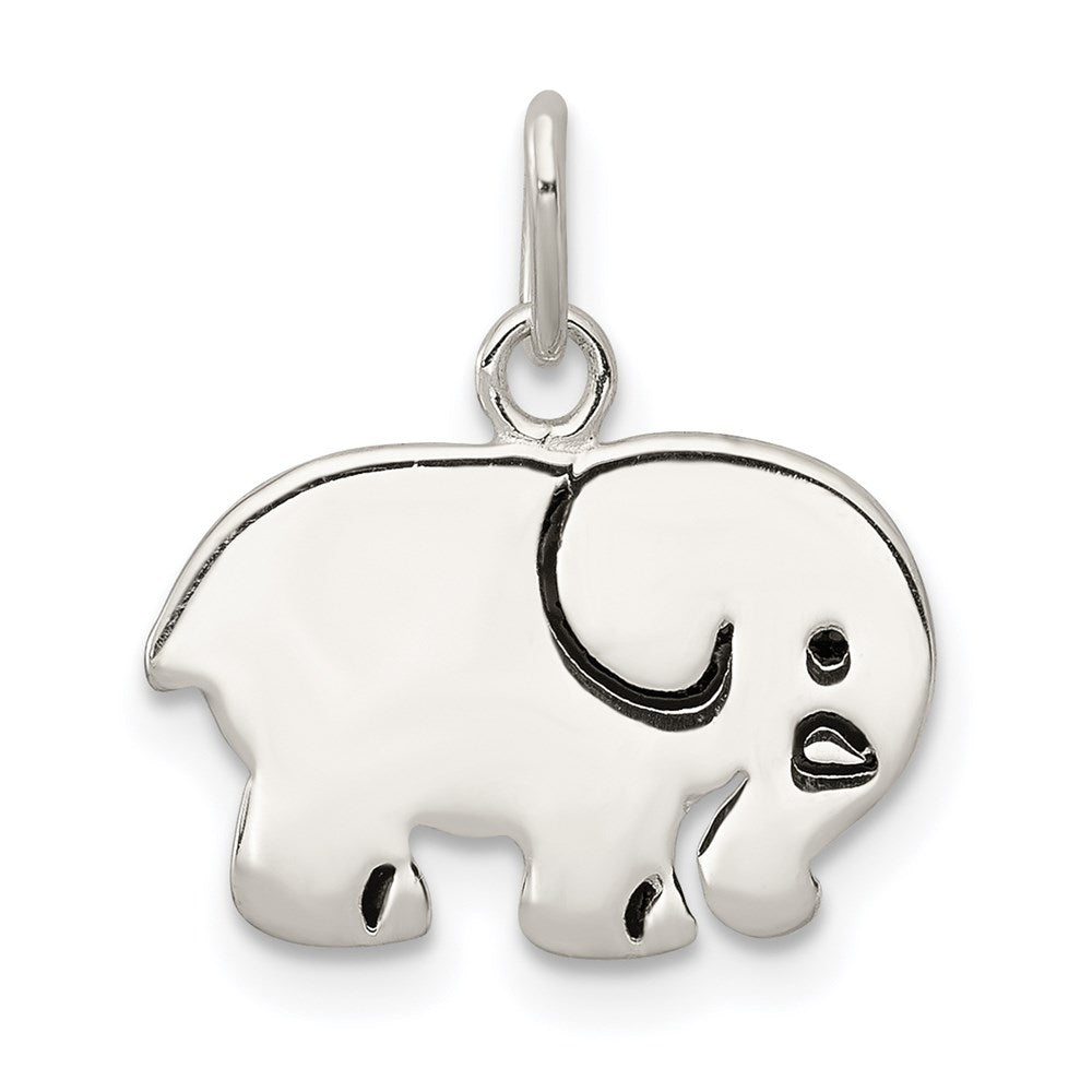 Sterling Silver Enameled Elephant Charm, 16.4 x 14.58 mm