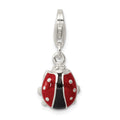 Sterling Silver Enameled Lady Bug Charm, 25.1 x 10.46 mm