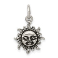 Sterling Silver Antiqued Sun Charm, 22 x 13 mm