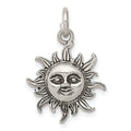 Sterling Silver Antiqued Sun Charm, 25 x 17 mm