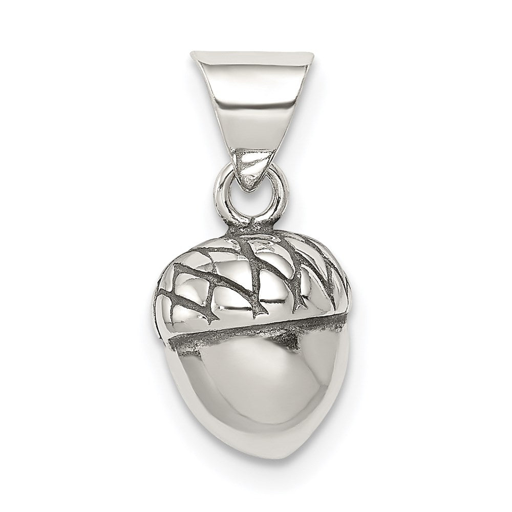 Sterling Silver Antiqued Acorn Pendant, 12 x 9 mm