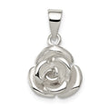 Sterling Silver Rose Pendant, 15 x 12 mm