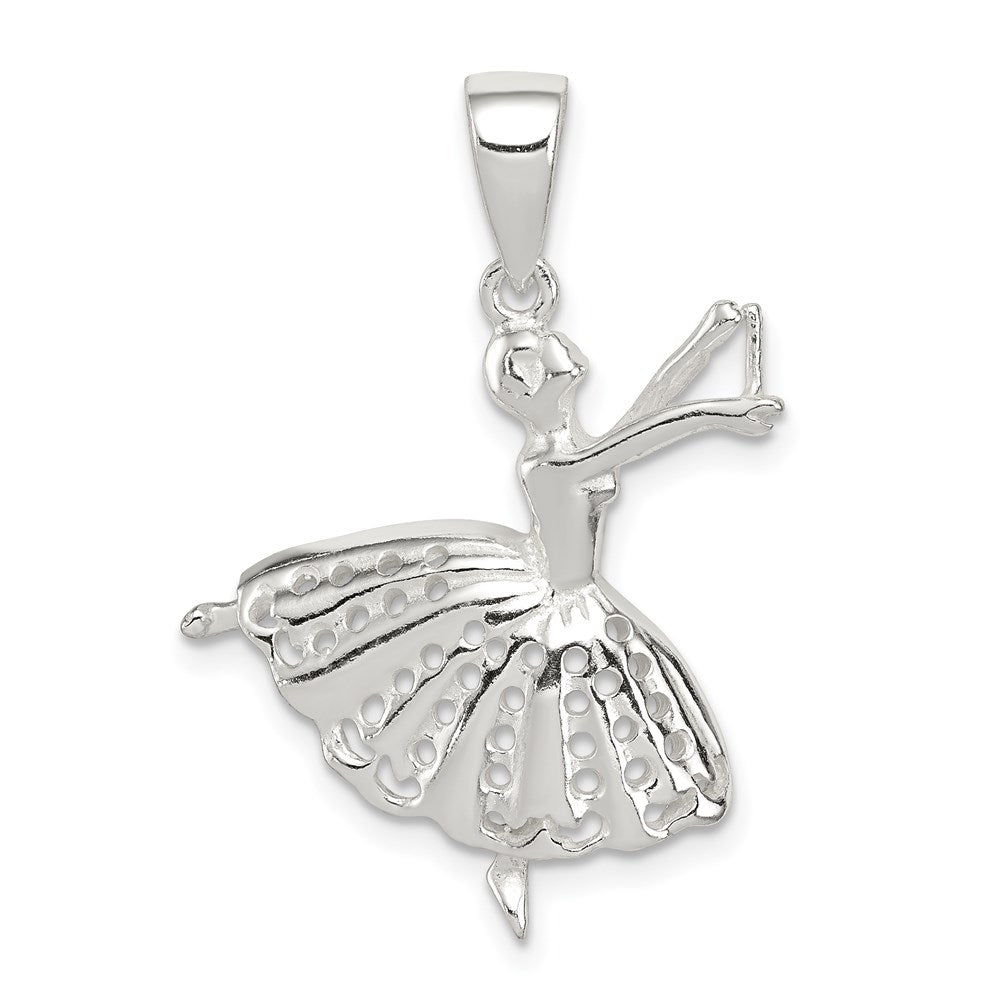 Sterling Silver Polished Ballerina Pendant, 33 x 24 mm