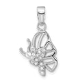 Sterling Silver Rhodium-plated CZ Butterfly Pendant, 26.5 x 14 mm