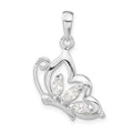 Sterling Silver CZ Butterfly Pendant, 26.3 x 17.3 mm