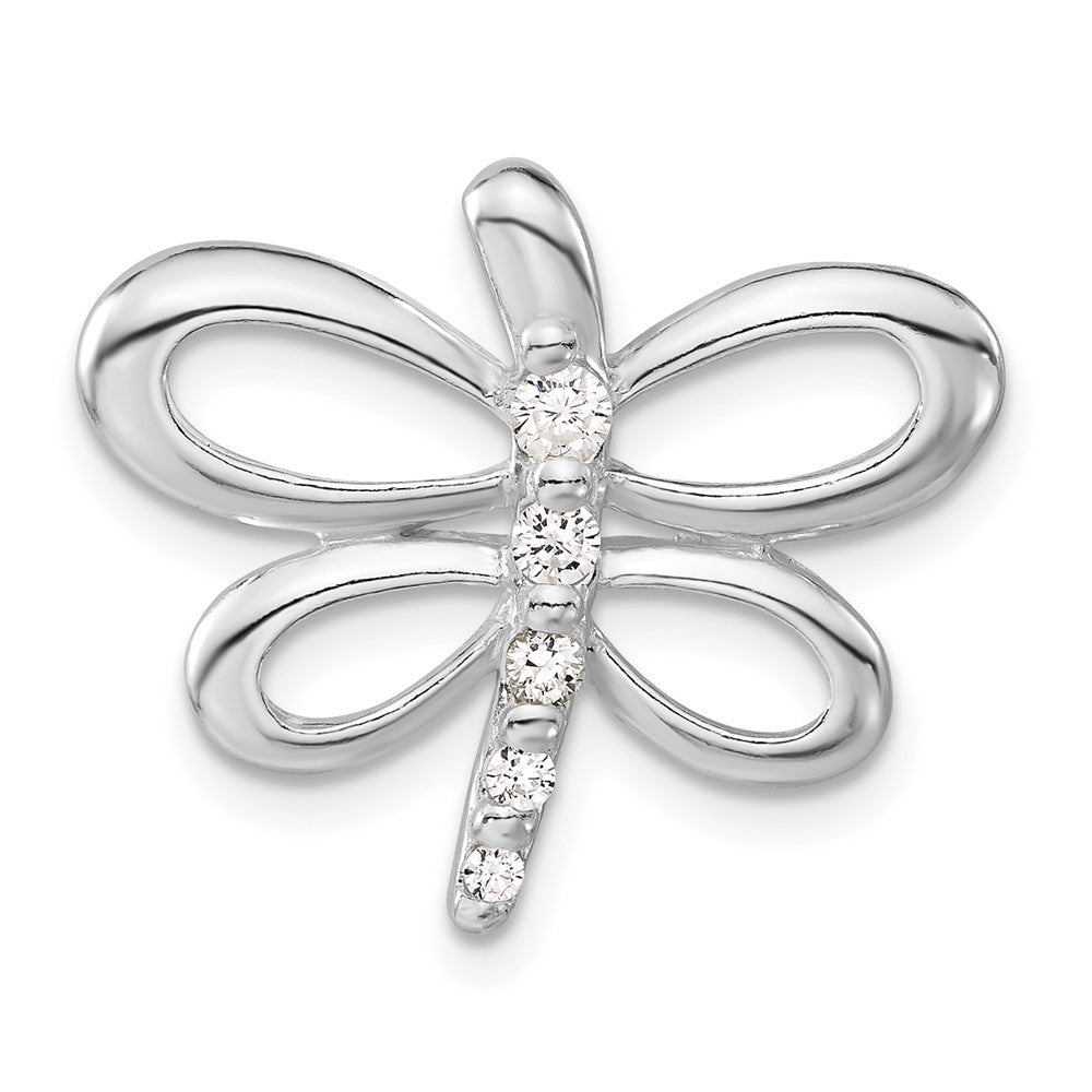 Sterling Silver CZ Dragonfly Pendant, 19.7 x 23.4 mm