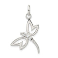 Sterling Silver With CZ Dragonfly Pendant, 32 x 19 mm