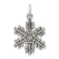 Sterling Silver Antiqued Snow Flake Charm, 28 x 17 mm