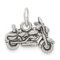 Sterling Silver Antiqued Motorcycle Charm, 14.5 x 17 mm