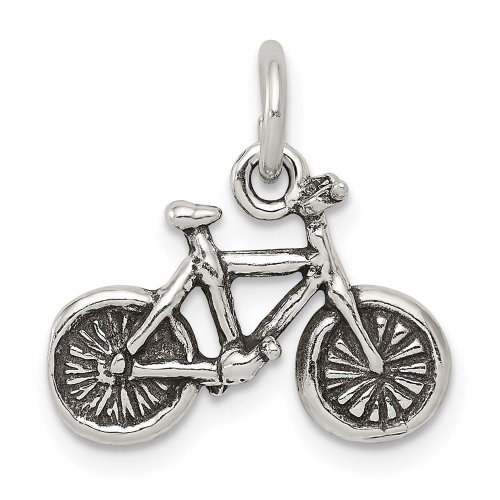 Sterling Silver Antiqued Bicycle Charm, 19 x 18 mm
