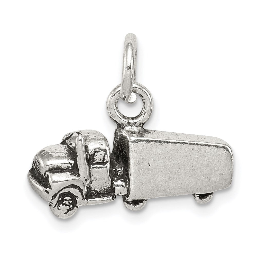 Sterling Silver Antiqued Truck Charm, 11 x 18 mm