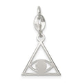 Sterling Silver Polished Evil Eye Charm, 23 x 15 mm
