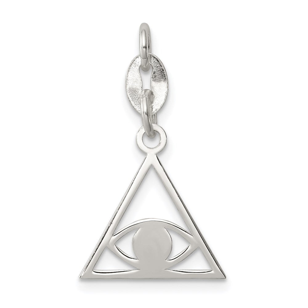Sterling Silver Polished Evil Eye Charm, 23 x 15 mm