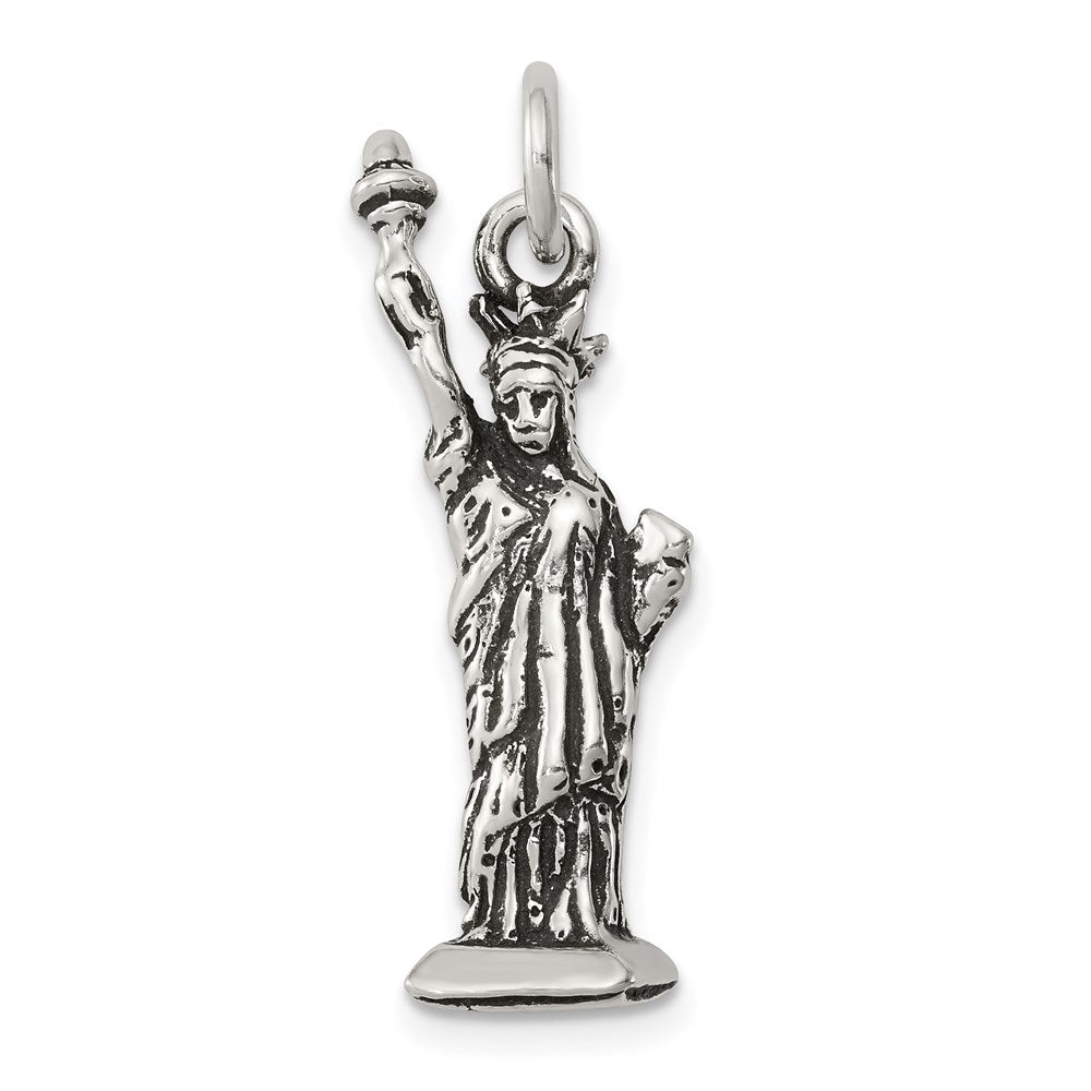 Sterling Silver Antiqued Statue of Liberty Charm, 33 x 9 mm