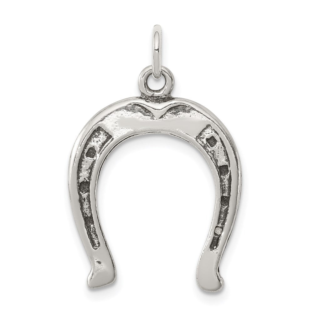 Sterling Silver Antiqued Horseshoe Charm, 29 x 18 mm