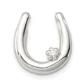 Sterling Silver CZ Horseshoe Pendant, 15 x 14 mm