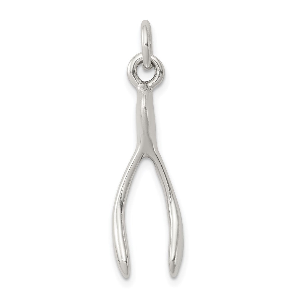 Sterling Silver Antiqued Wish Bone Charm, 27 x 9 mm