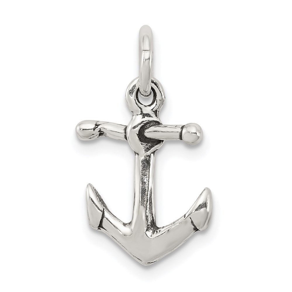 Sterling Silver Antiqued Anchor Charm, 21 x 10 mm