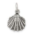 Sterling Silver Antiqued Seashell Charm, 20 x 13 mm