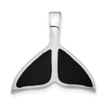 Sterling Silver Black Enameled Medium Whale Fin Pendant Slide, 22 x 22.9 mm