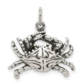 Sterling Silver Antiqued Crab Charm, 17 x 21 mm