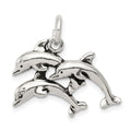 Sterling Silver Antiqued Dolphin Charm, 22 x 23 mm