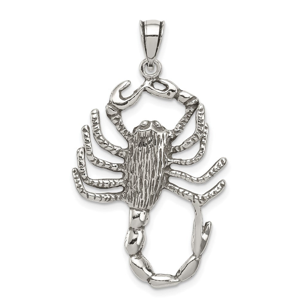 Sterling Silver Antiqued Scorpion Charm, 32 x 22 mm