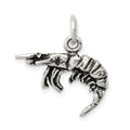 Sterling Silver Antiqued Shrimp Charm, 22 x 20 mm