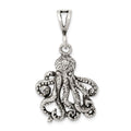 Sterling Silver Antiqued Octopus Charm, 26 x 22 mm