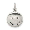Sterling Silver Antiqued Smiley Face Charm, 24 x 15 mm