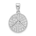 Sterling Silver Rhodium-plated CZ Peace Pendant, 22.4 x 14.9 mm