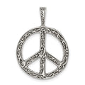 Sterling Silver Antiqued Peace Sign Charm, 20 x 20 mm