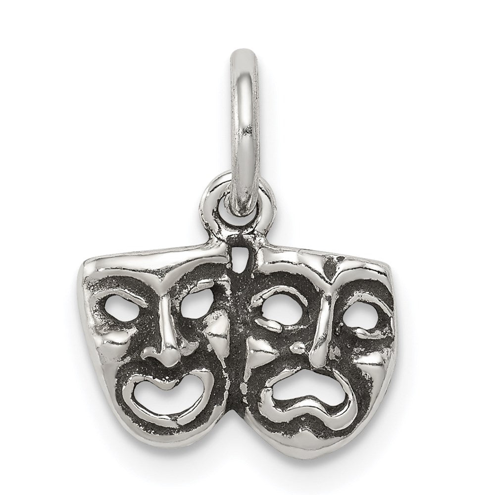 Sterling Silver Antiqued Comedy/Tragedy Face Charms, 16 x 12 mm