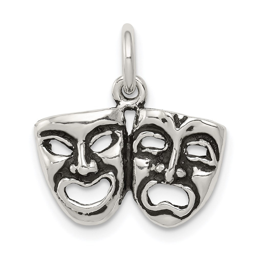 Sterling Silver Antiqued Comedy/Tragedy Face Charms, 19 x 17 mm
