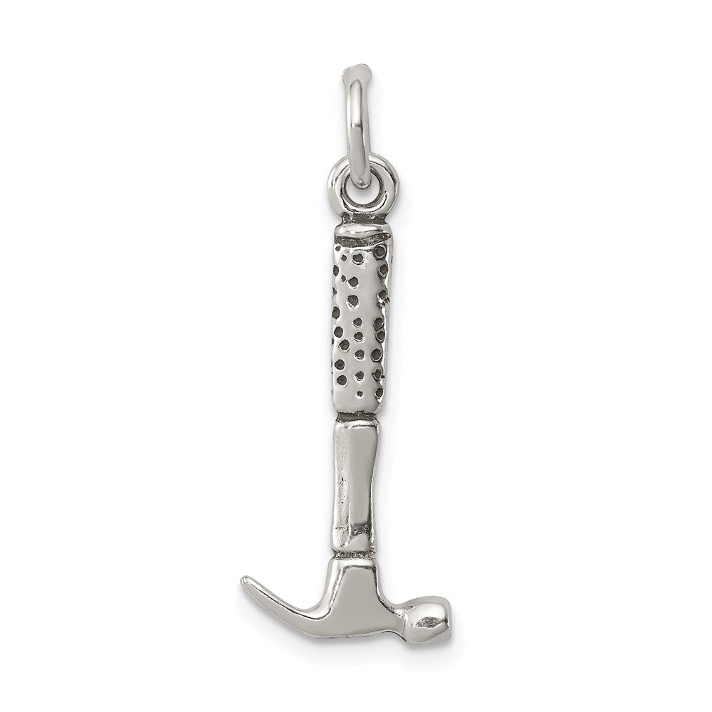 Sterling Silver Antiqued Hammer Charm, 29 x 10 mm