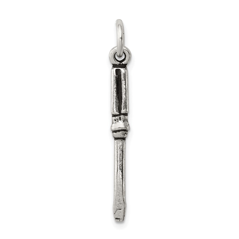 Sterling Silver Antiqued Screwdriver Charm, 33 x 3 mm