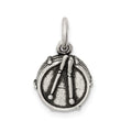 Sterling Silver Antiqued Drum Charm, 17 x 10 mm