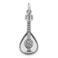 Sterling Silver Antiqued 3D Mandolin Charm, 45 x 13 mm