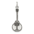 Sterling Silver Antiqued Mandolin Charm, 35 x 11 mm