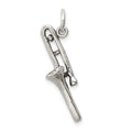 Sterling Silver Antiqued Trombone Charm, 21 x 25 mm