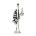 Sterling Silver Antiqued Trumpet Charm, 18 x 28 mm