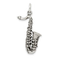 Sterling Silver Antiqued Saxophone Charm, 33 x 17 mm