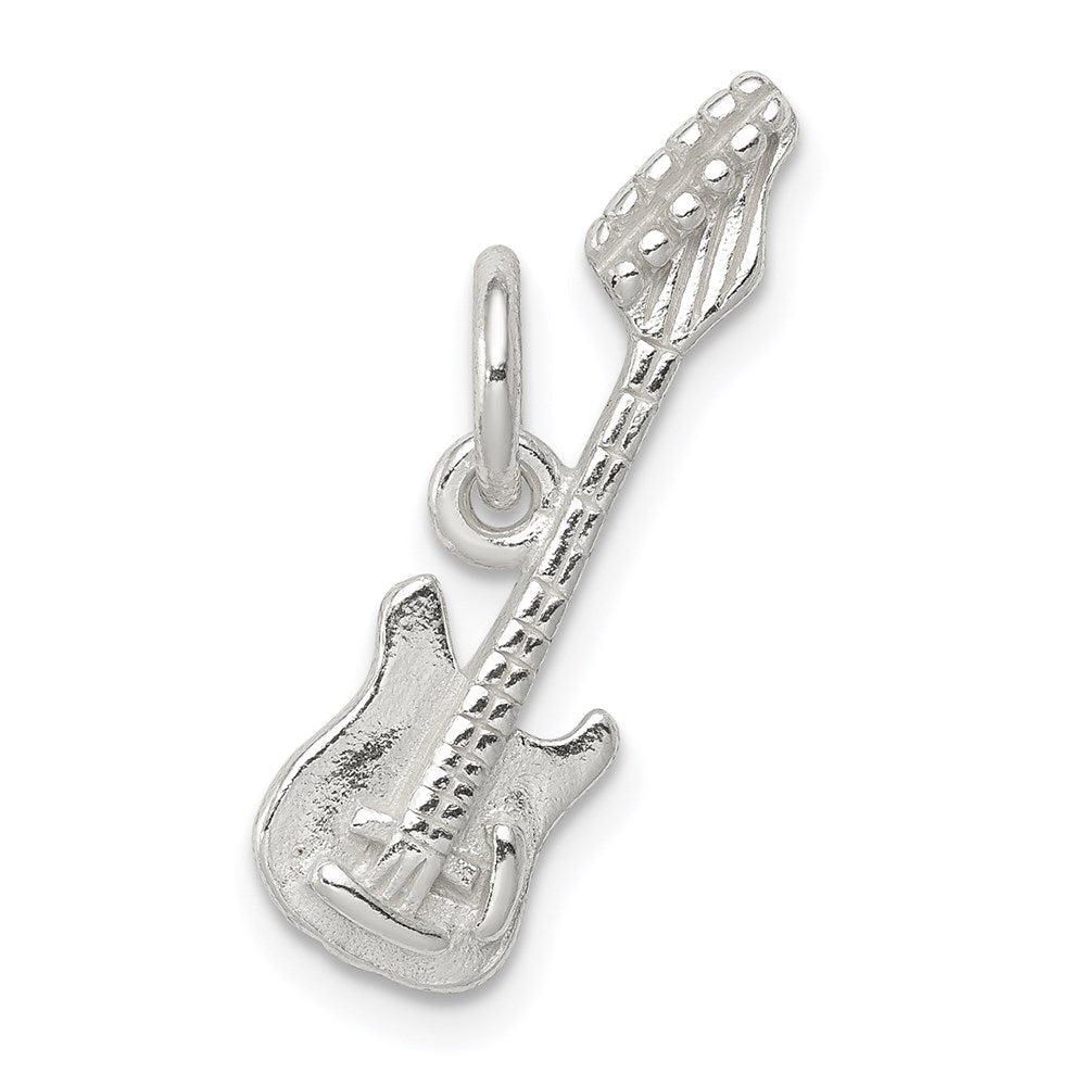 Sterling Silver Rhodium-plated Electric Guitar Charm, 22 x 19 mm