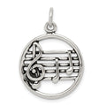 Sterling Silver Antiqued Music Staff Charm, 24 x 20 mm
