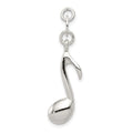 Sterling Silver Polished Music Note Charm, 32 x 10 mm
