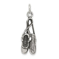 Sterling Silver Antiqued Ballet Shoes Charm, 31 x 10 mm