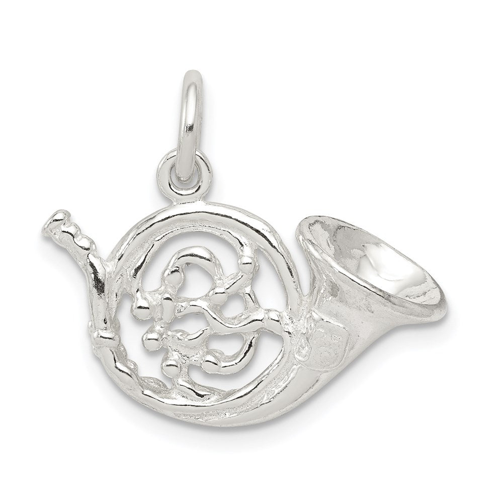 Sterling Silver French Horn Charm, 15 x 22 mm