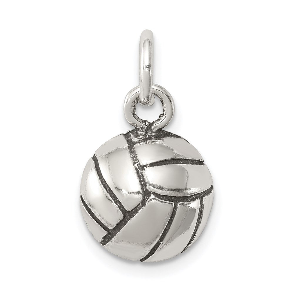 Sterling Silver Antiqued Volleyball Charm, 21 x 11 mm