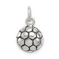Sterling Silver Antiqued Soccer Ball Charm, 19 x 11 mm