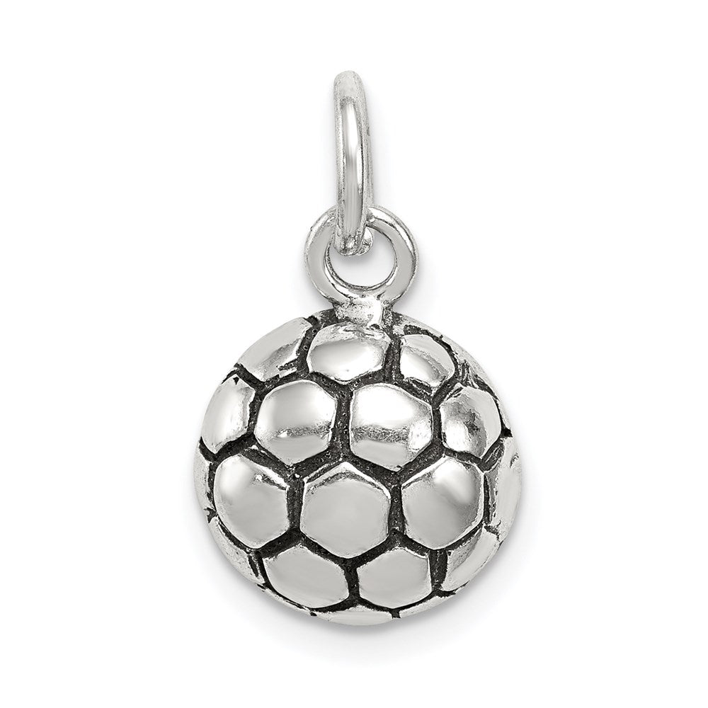 Sterling Silver Antiqued Soccer Ball Charm, 19 x 11 mm